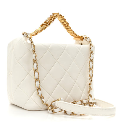 Chanel Lambskin Quilted CC Crystal Signature Chain Hobo White 3 of 11
