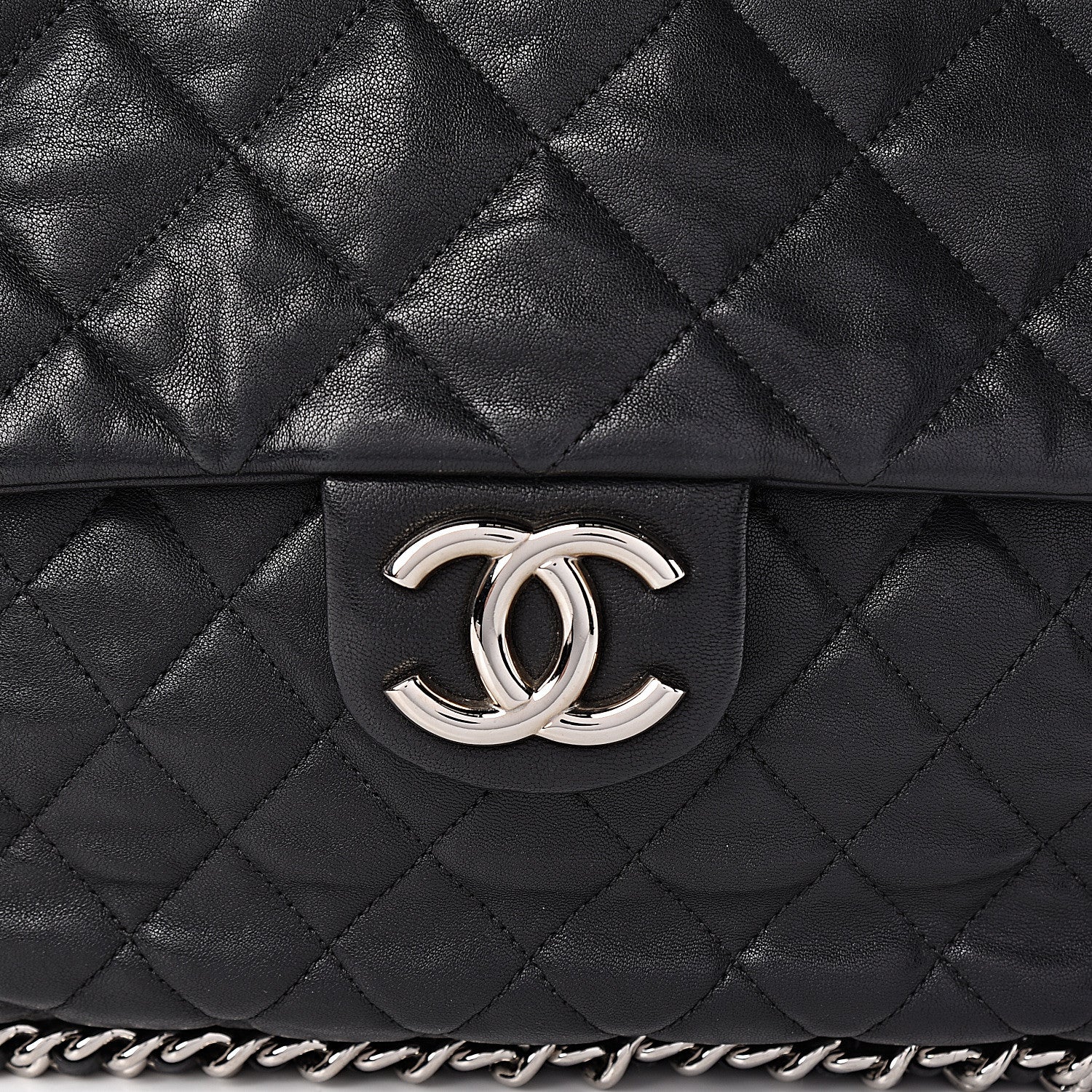 Chanel Washed Lambskin Quilted Maxi Chain Around Flap Black 8 of 15