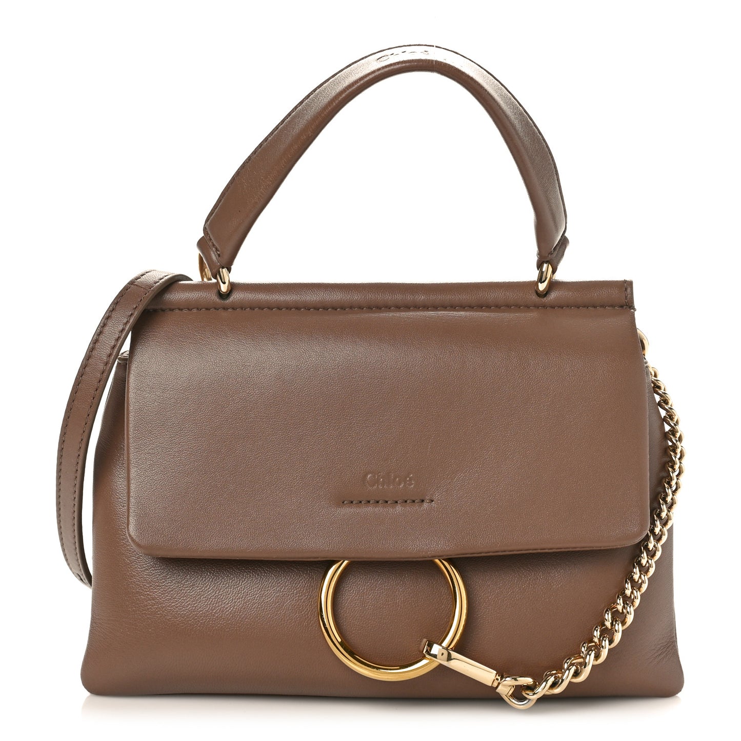 Lambskin Small Faye Top Handle Bag Brown