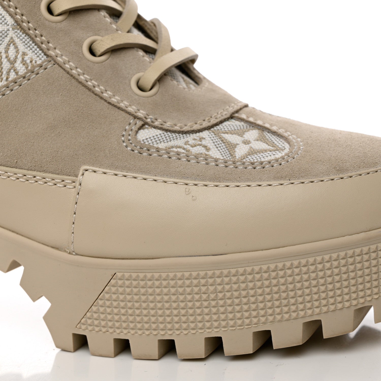 Louis Vuitton Suede Calfskin Jacquard Since 1854 Laureate Platform Desert Boots 38 Beige 10 of 12