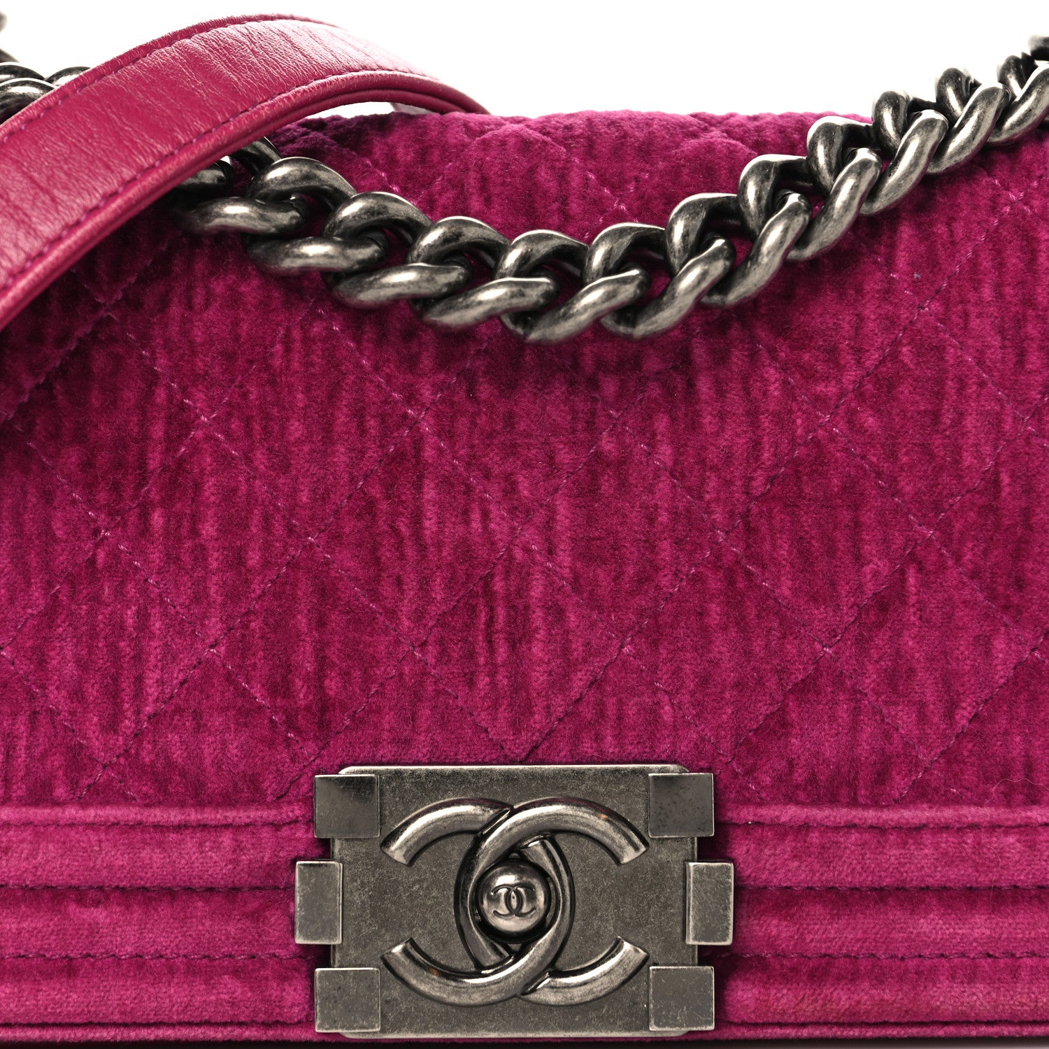 Chanel Velvet Quilted Small Boy Flap Fuchsia 8 of 10