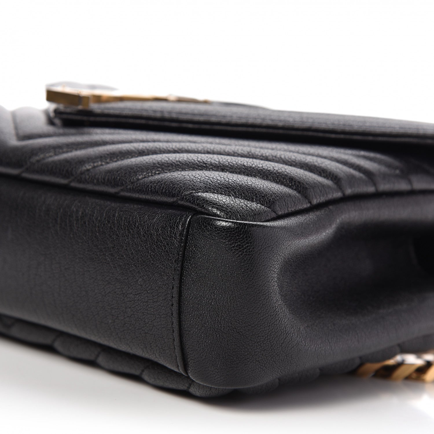 Saint Laurent Sheepskin Matelasse Chevron Monogram Medium College Bag Black 7 of 10