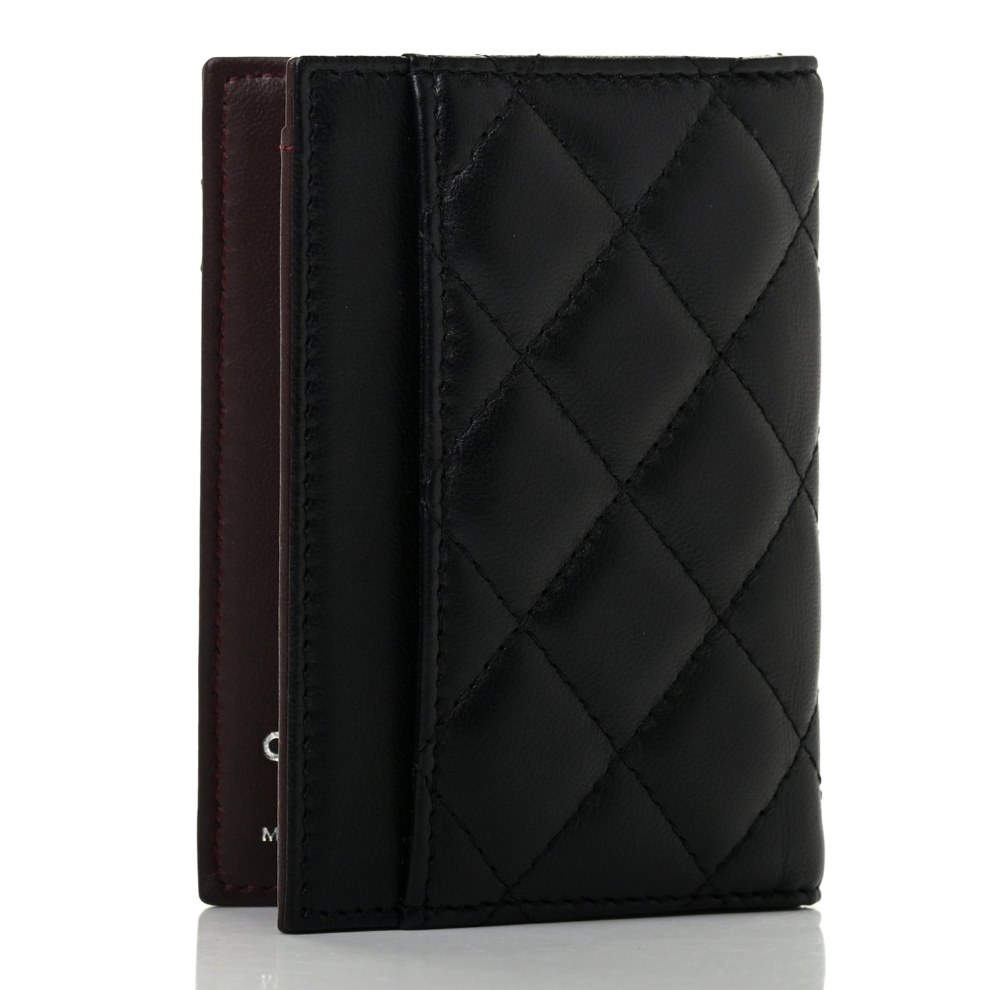Lambskin Quilted Card Holder Wallet Black