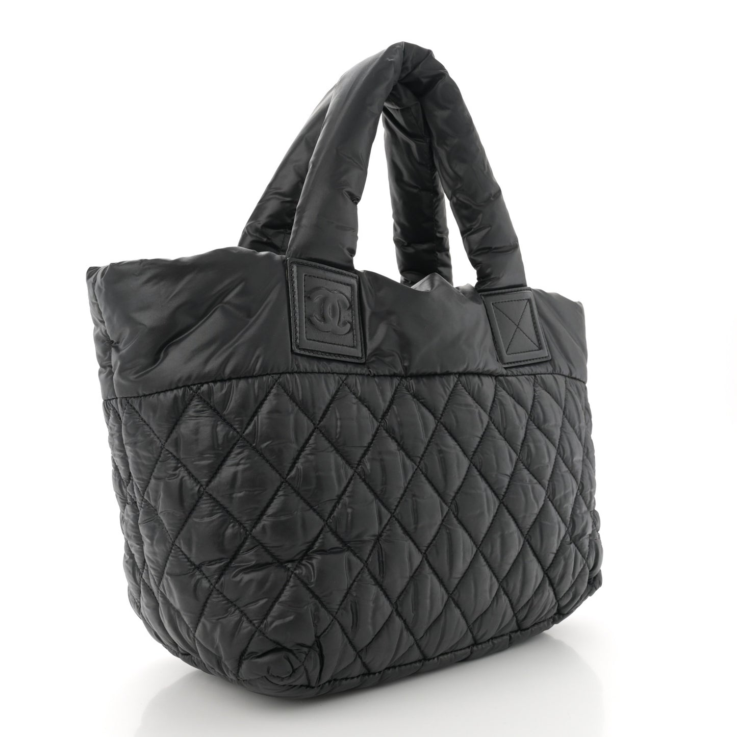 Nylon Quilted Small Coco Cocoon Tote Black