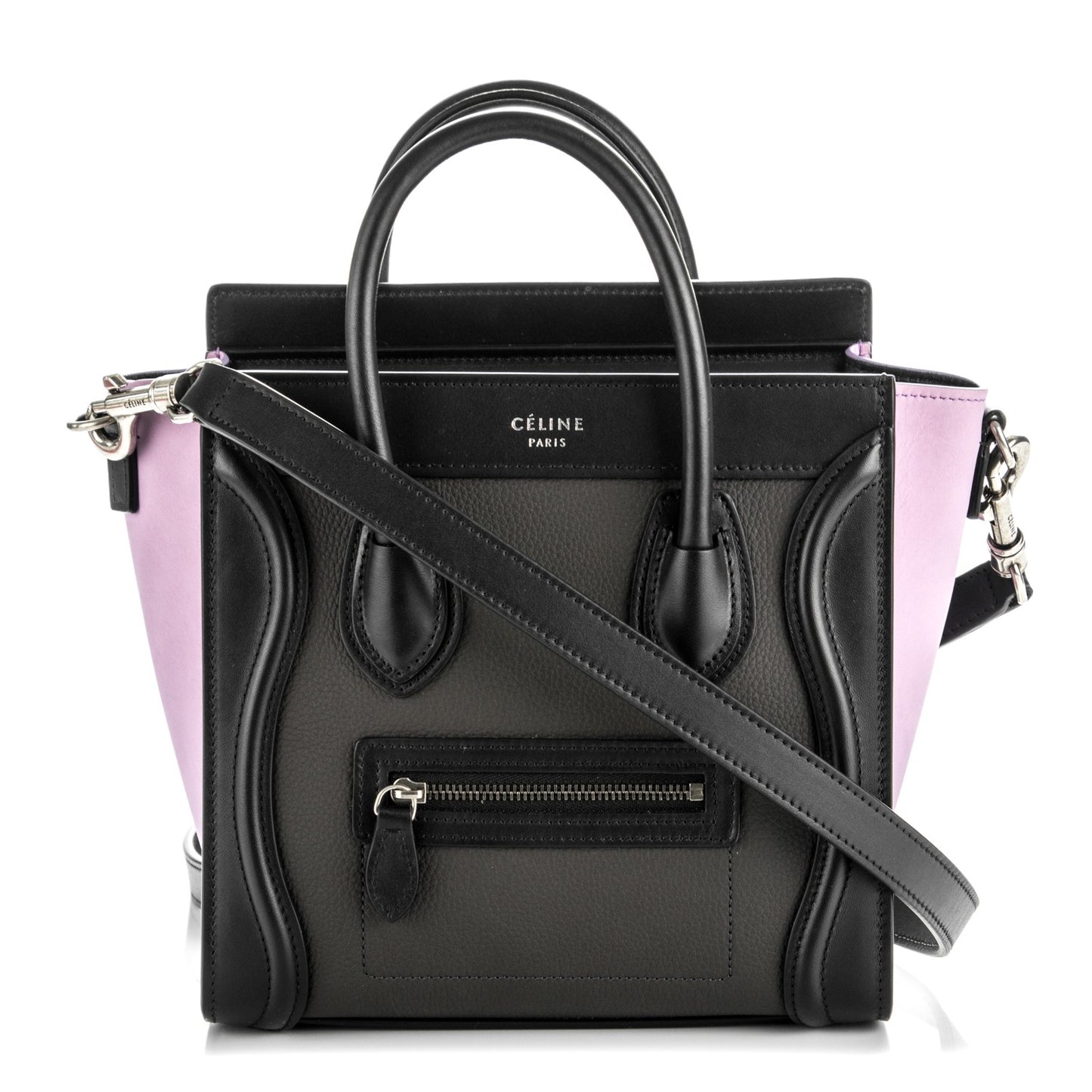 Smooth Drummed Calfskin Nano Tri-Color Luggage Anthracite