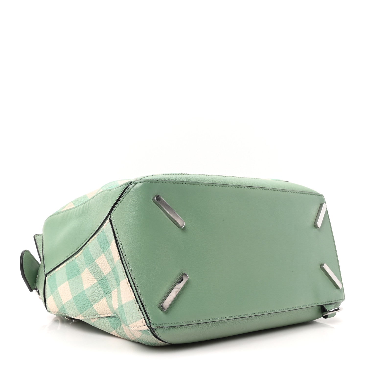 Loewe Calfskin Medium Gingham Puzzle Bag Lime 4 of 10