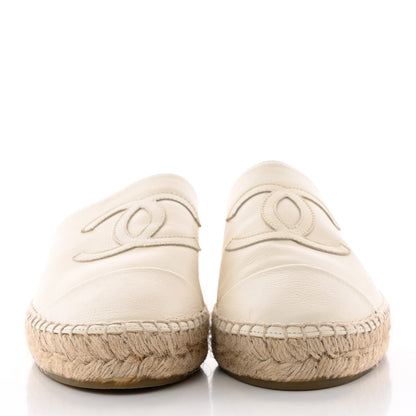 Chanel Goatskin CC Espadrille Mules 38 Ivory 2 of 9