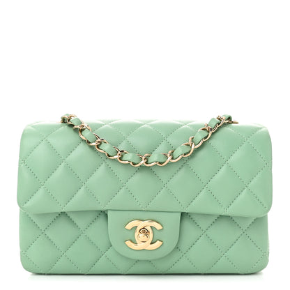 Chanel Lambskin Quilted Mini Rectangular Flap Light Green 1 of 10