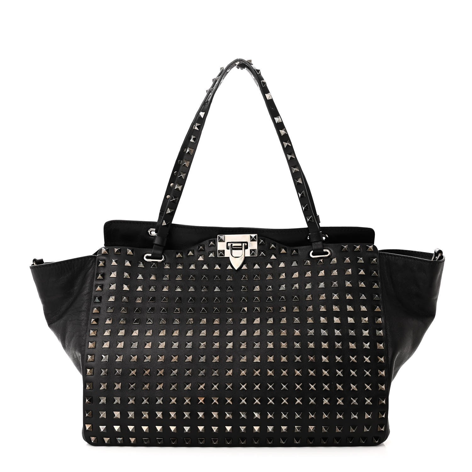 Valentino Garavani Vitello Medium Rockstud All Over Tote Black 1 of 11