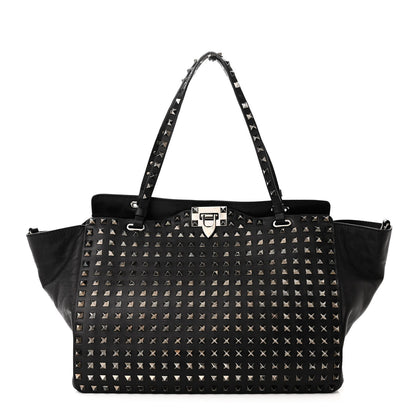 Valentino Garavani Vitello Medium Rockstud All Over Tote Black 1 of 11