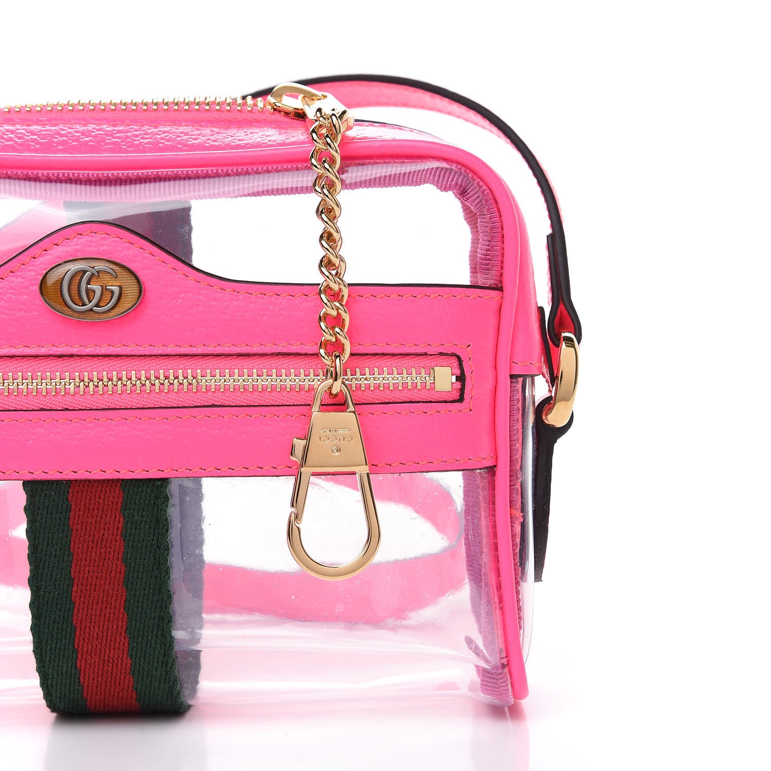 Gucci Vinyl Web Mini Ophidia Transparent Shoulder Bag Fluorescent Fuchsia 10 of 13