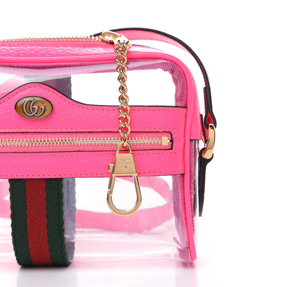 Gucci Vinyl Web Mini Ophidia Transparent Shoulder Bag Fluorescent Fuchsia 10 of 13