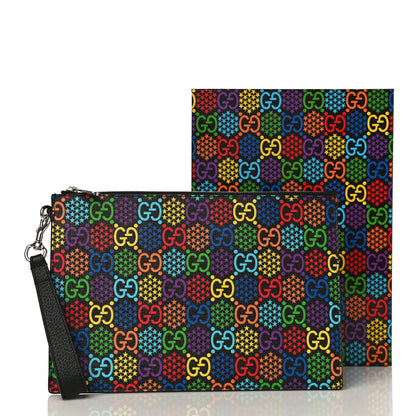 Gucci GG Supreme Monogram Psychedelic Zip Wristlet Pouch Black Multicolor 11 of 11