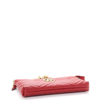 Gucci Calfskin Matelasse Mini GG Marmont Chain Bag Hibiscus Red 4 of 8