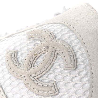 Chanel Calfskin Mesh Lycra Suede Womens Logo Sneakers 36 White 7 of 9