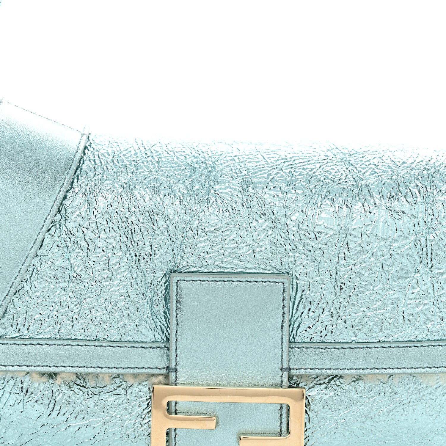 Fendi Metallic Lambskin Sheepskin Fur Re-Edition 2005-2006 Baguette Light Blue 9 of 12