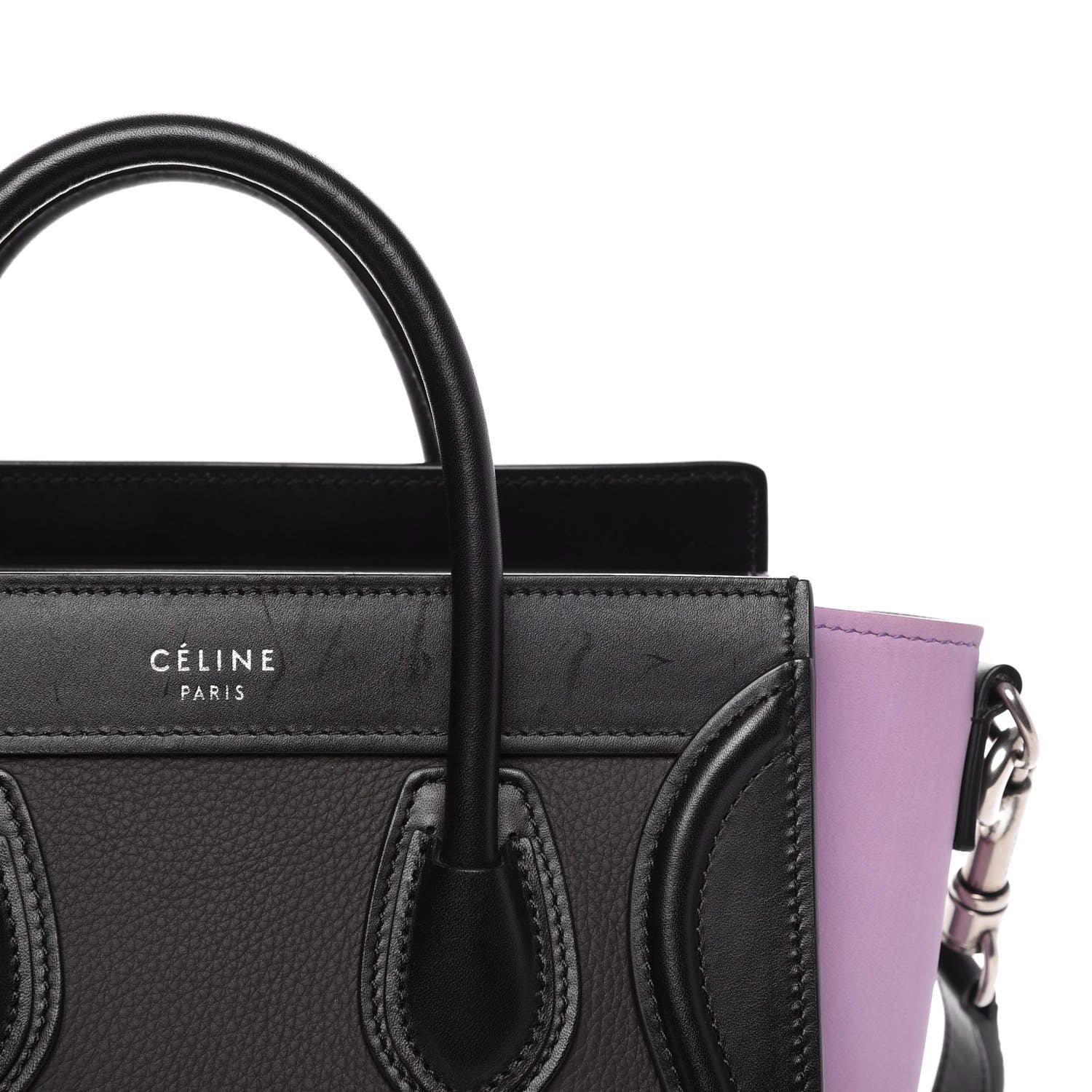 Celine Smooth Drummed Calfskin Tri-color Nano Luggage Anthracite 9 of 11