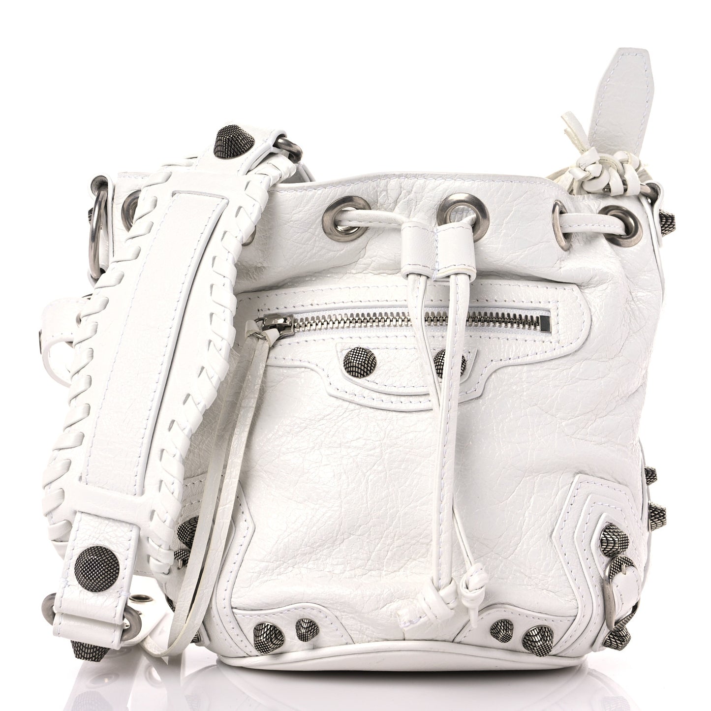 Agneau Arena Le Cagole Bucket Bag XS Optic White