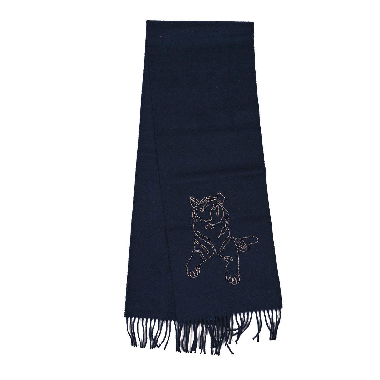 Cashmere Tigre Royal Brode Muffler Marine