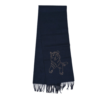Hermes Cashmere Tigre Royal Brode Muffler Marine 2 of 3