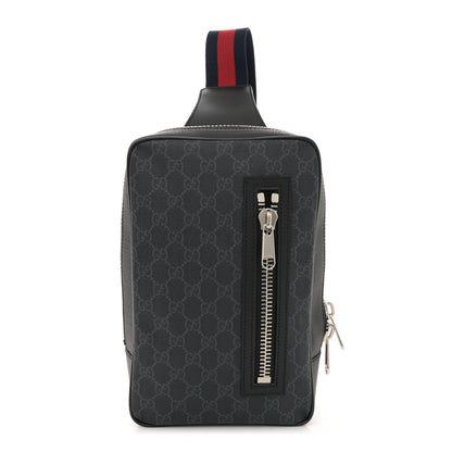 Gucci GG Supreme Monogram Web Belt Bag Black Grey 1 of 11
