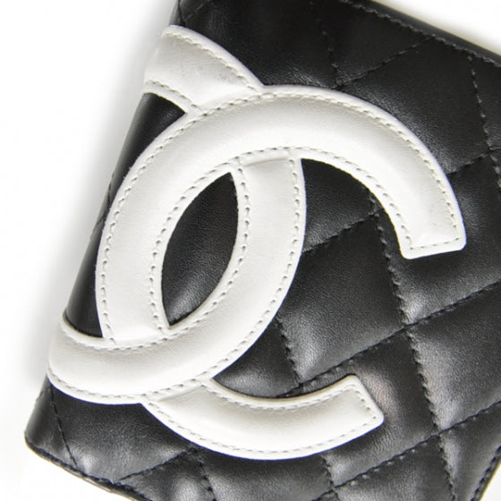 Calfskin Quilted Bi-fold Wallet Black White