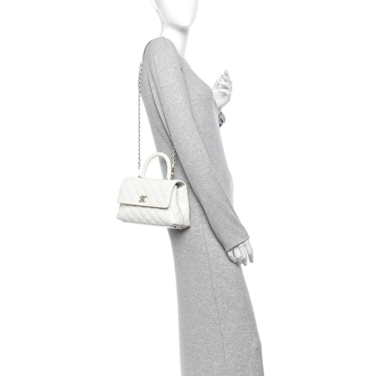 Chanel Caviar Quilted Mini Coco Handle Flap White 2 of 10