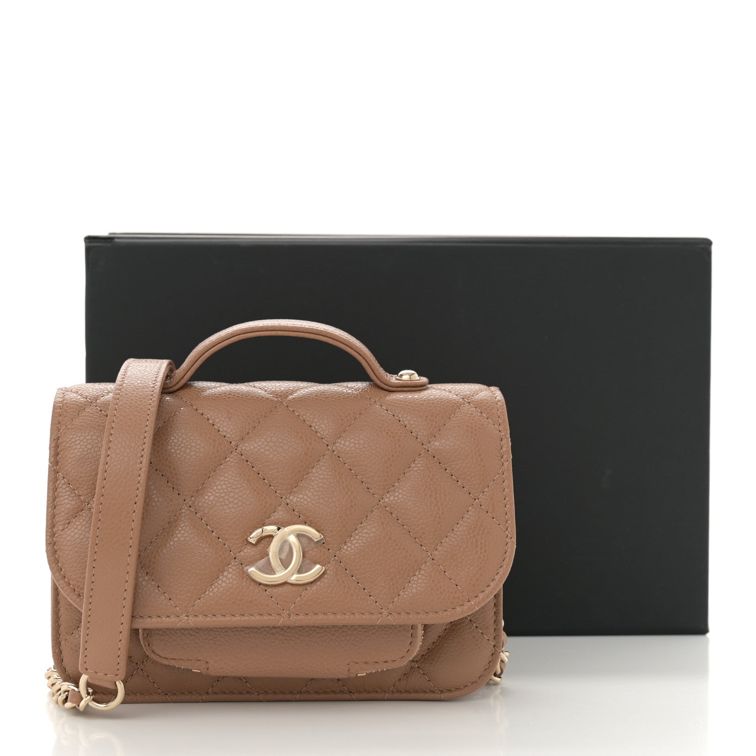 Chanel Caviar Quilted Business Affinity Clutch With Chain Flap Dark Beige 11 of 11
