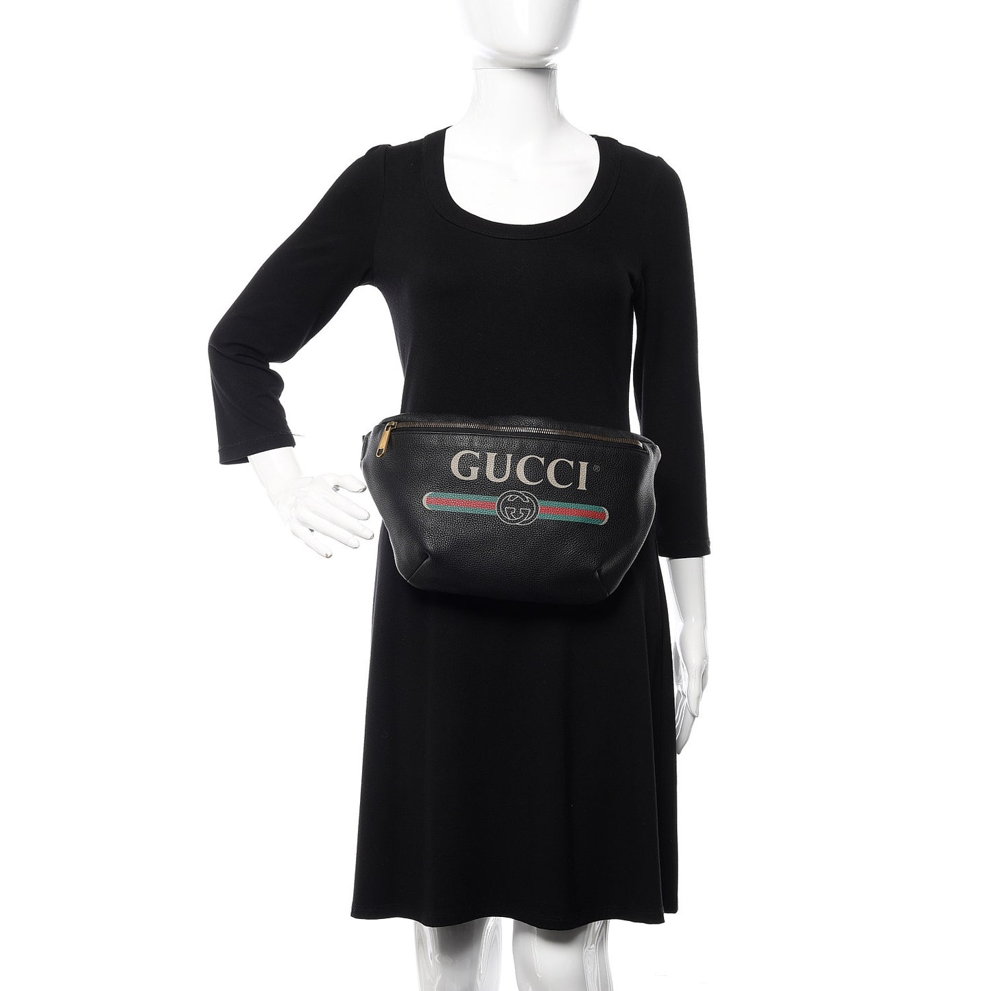 Grained Calfskin Logo Belt Bag Black