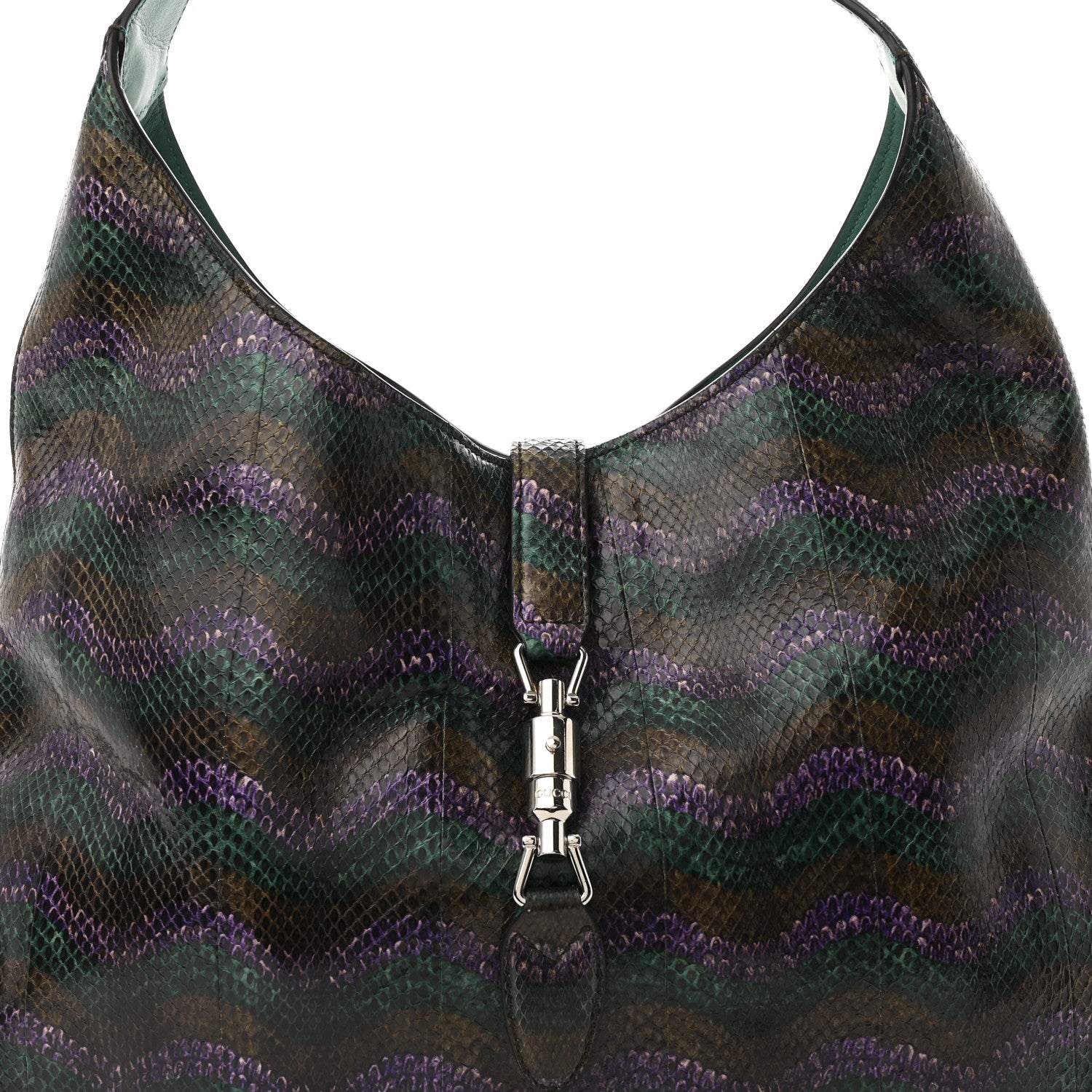 Gucci Snakeskin Large Jackie Hobo Green Multicolor 10 of 13