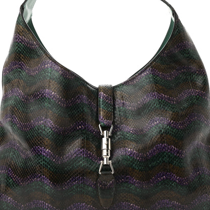 Gucci Snakeskin Large Jackie Hobo Green Multicolor 10 of 13