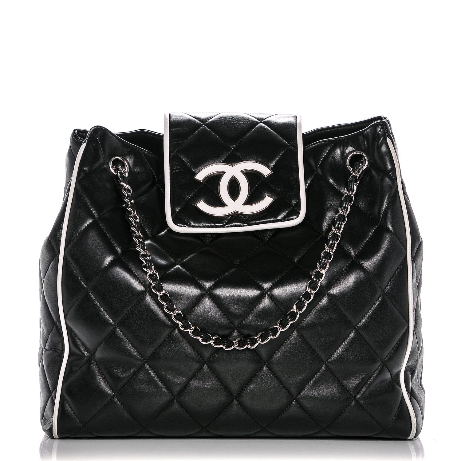 Chanel Lambskin Quilted CC Shopping Tote Black 1 of 7