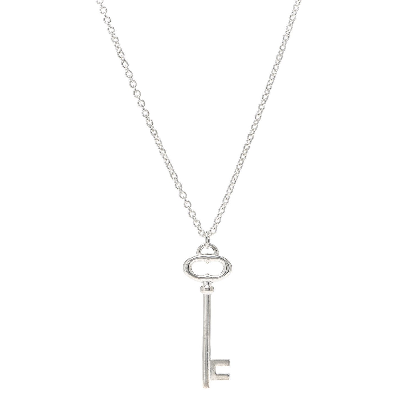 Sterling Silver Oval Key Pendant Necklace