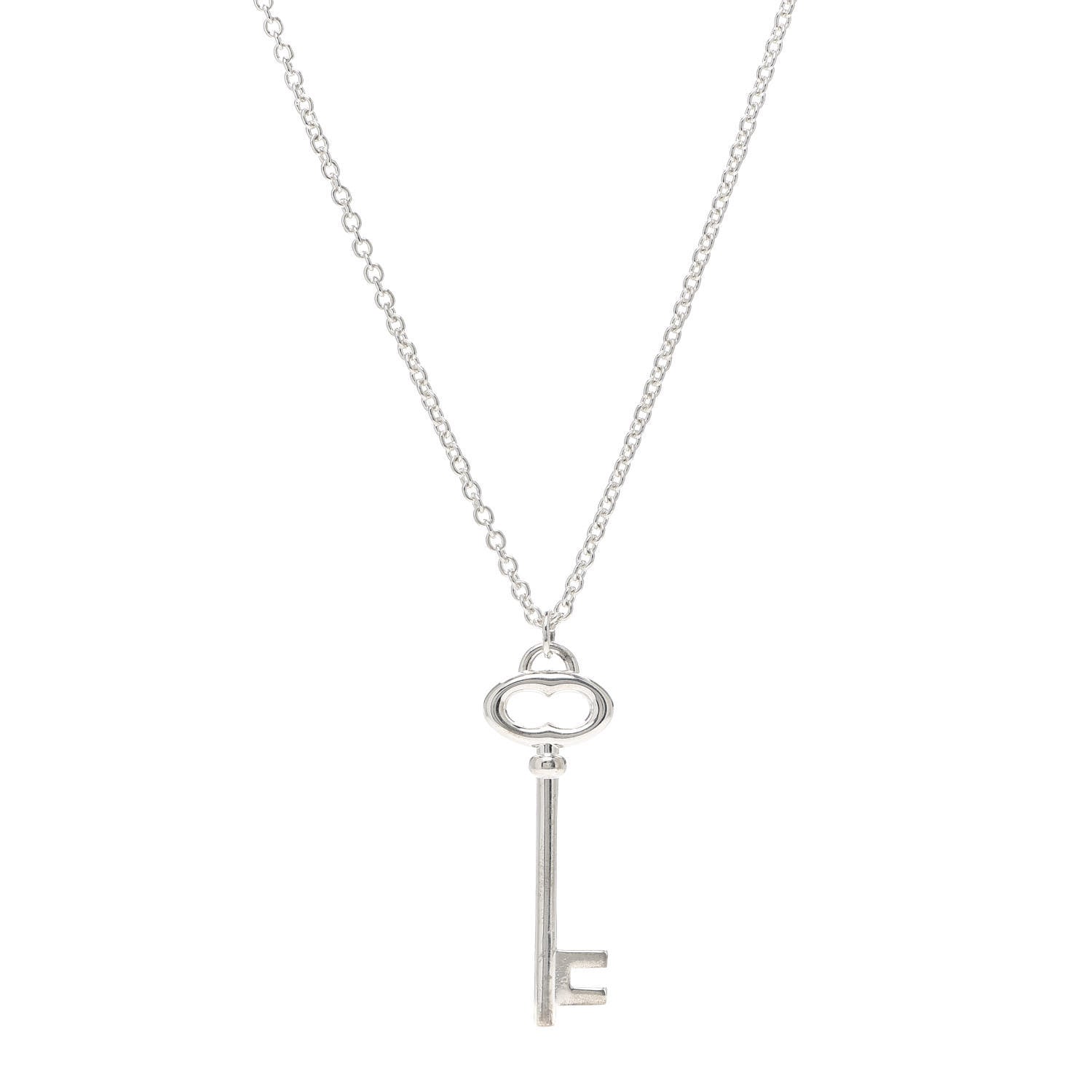 Tiffany Sterling Silver Oval Key Pendant Necklace 1 of 4
