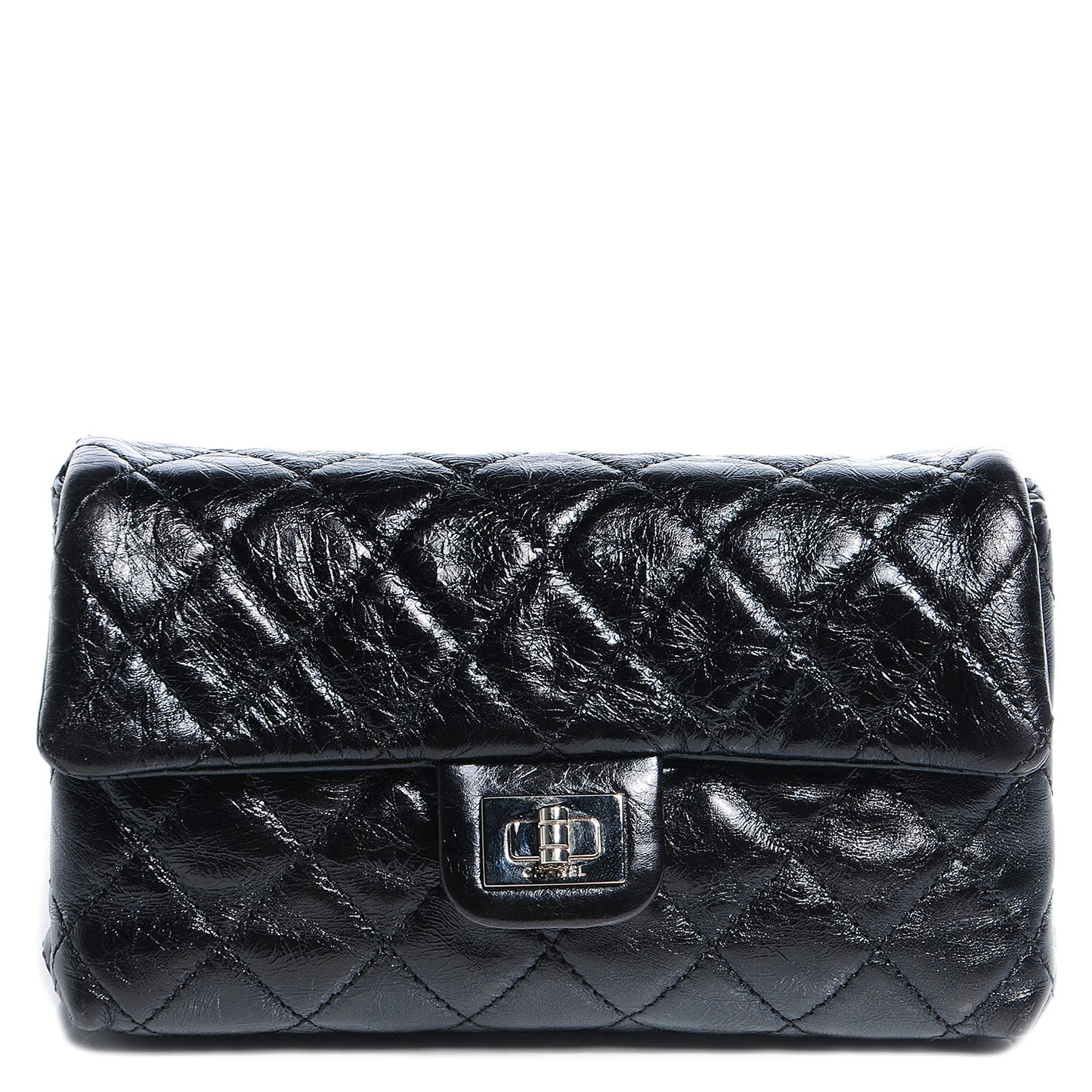 Glazed Calfskin 2.55 Reissue Flap Belt Bag Clutch Black