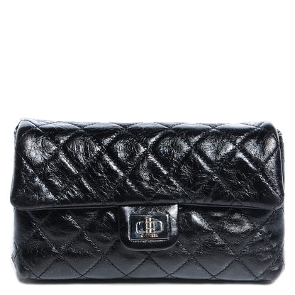 Chanel Glazed Calfskin 2.55 Reissue Flap Belt Bag Clutch Black 1 of 7