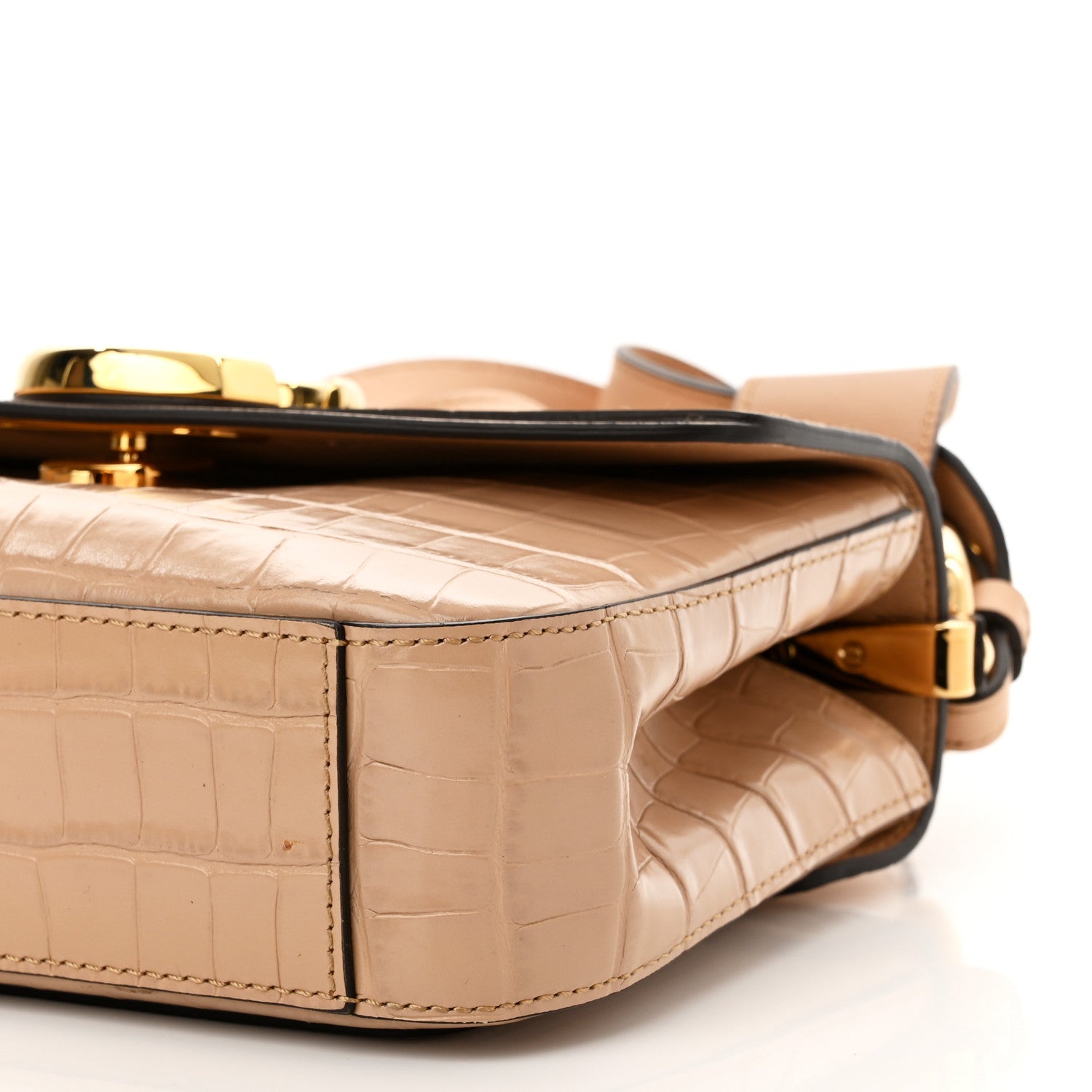 Chloe Calfskin Crocodile Embossed Small C Double Carry Nut 10 of 11
