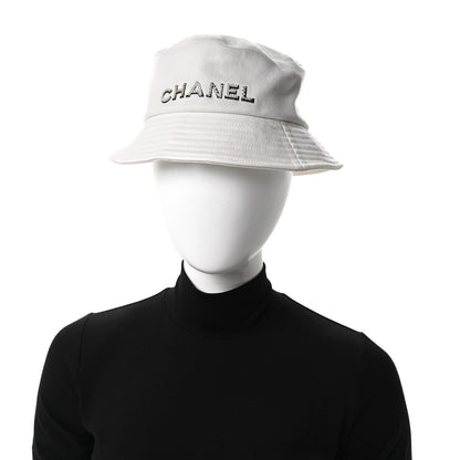 Chanel Denim Sequin Cloche Logo Bucket Hat M White 2 of 8