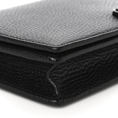 Gucci Dollar Calfskin Enamel Monochrome Mini GG Marmont Chain Wallet Black 7 of 9
