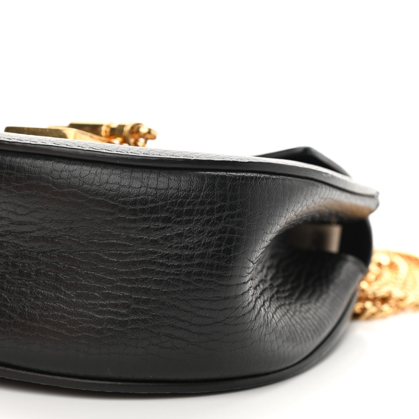 Textured Calfskin Lambskin Nano Drew Shoulder Bag Black
