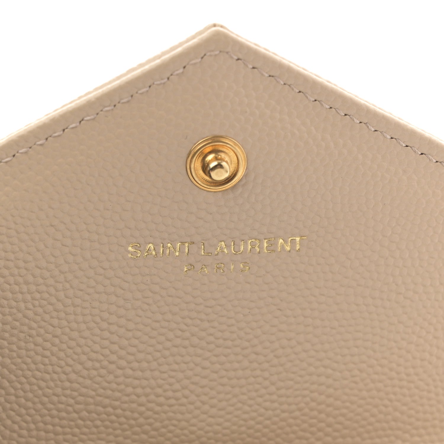 Saint Laurent Grain De Poudre Matelasse Chevron Small Monogram Envelope Wallet Dark Beige 6 of 9