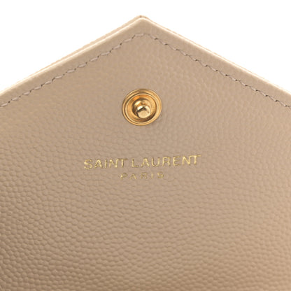 Saint Laurent Grain De Poudre Matelasse Chevron Small Monogram Envelope Wallet Dark Beige 6 of 9