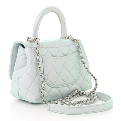 Chanel Iridescent Caviar Quilted Extra Mini Coco Handle Flap Light Blue 3 of 10