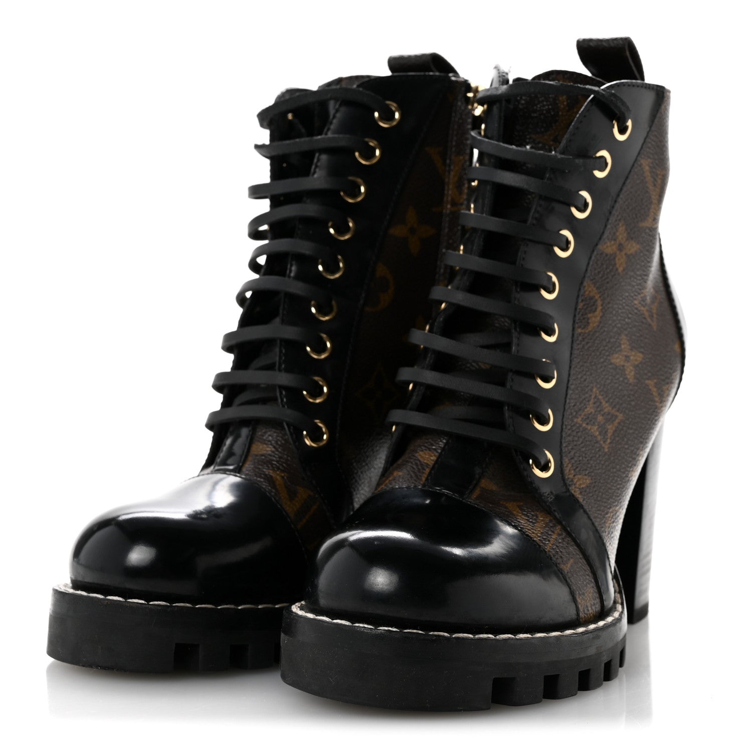 Louis Vuitton Patent Calfskin Monogram Star Trail Ankle Boots 36 Black 4 of 10