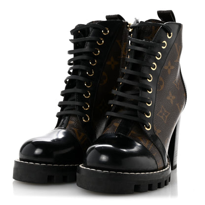 Louis Vuitton Patent Calfskin Monogram Star Trail Ankle Boots 36 Black 4 of 10