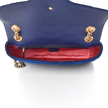 Gucci Velvet Matelasse Medium GG Marmont Shoulder Bag Cobalt Blue 5 of 15