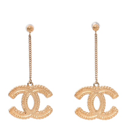 Chanel CC Drop Earrings Matte Gold 1 of 5