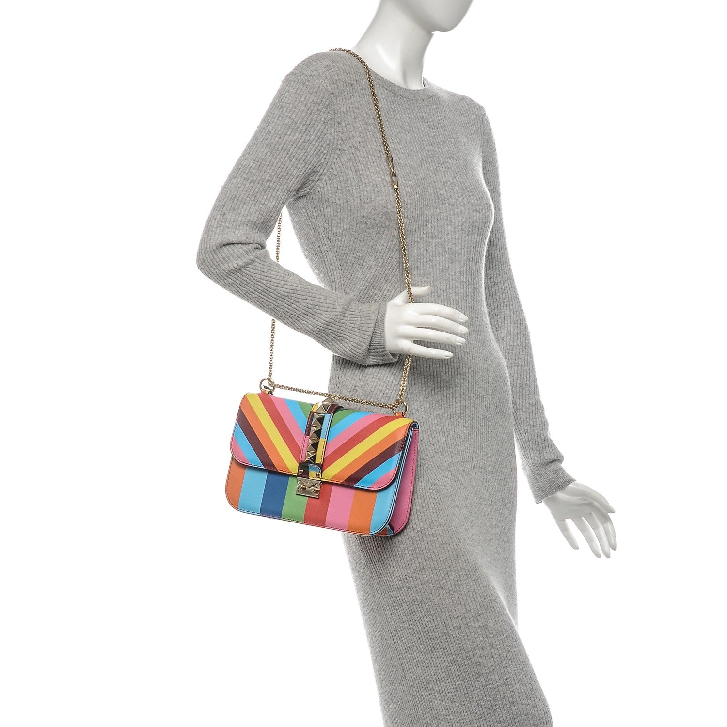 Valentino Garavani Vitello 1973 Medium Glam Lock Rockstud Flap Multicolor 2 of 7