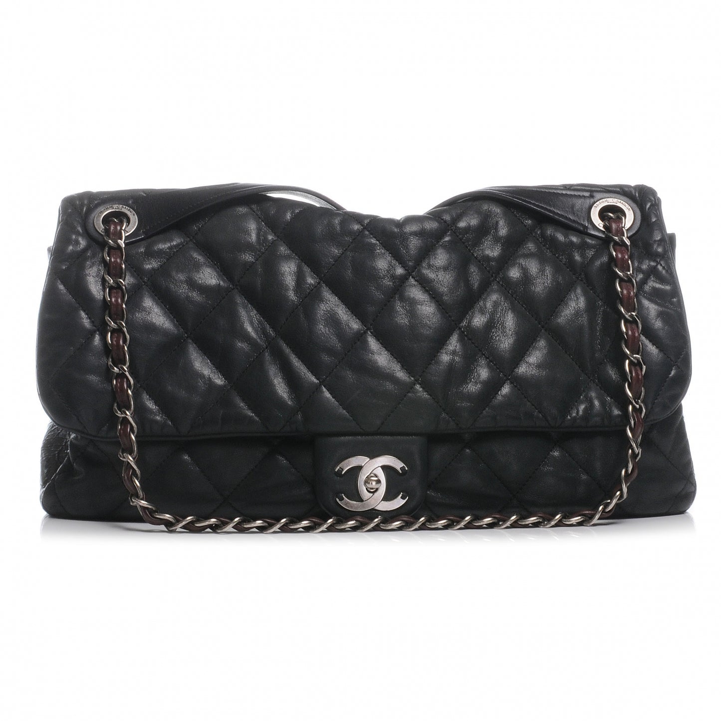 Iridescent Calfskin In The Mix Jumbo Flap Black