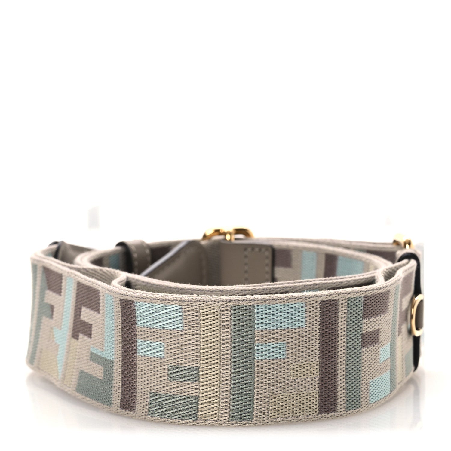 Fendi Jacquard Ribbon Vitello King FF Bi-Color Intreccio Adjustable Strap You Grey Multicolor 2 of 5